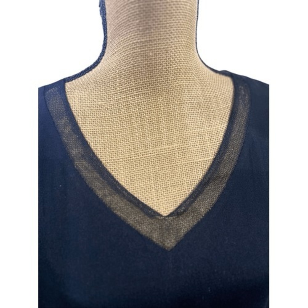 Daniel Rainn Black Lace Trim Sleeveless Blouse XL V Neck Career Office Top - Picture 6 of 13